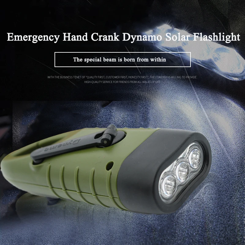 

Mini Hand Crank Dynamo Solar Flashlight Emergency Rechargeable LED Light Lamp Charging Powerful Torch Outdoor Camping Tool