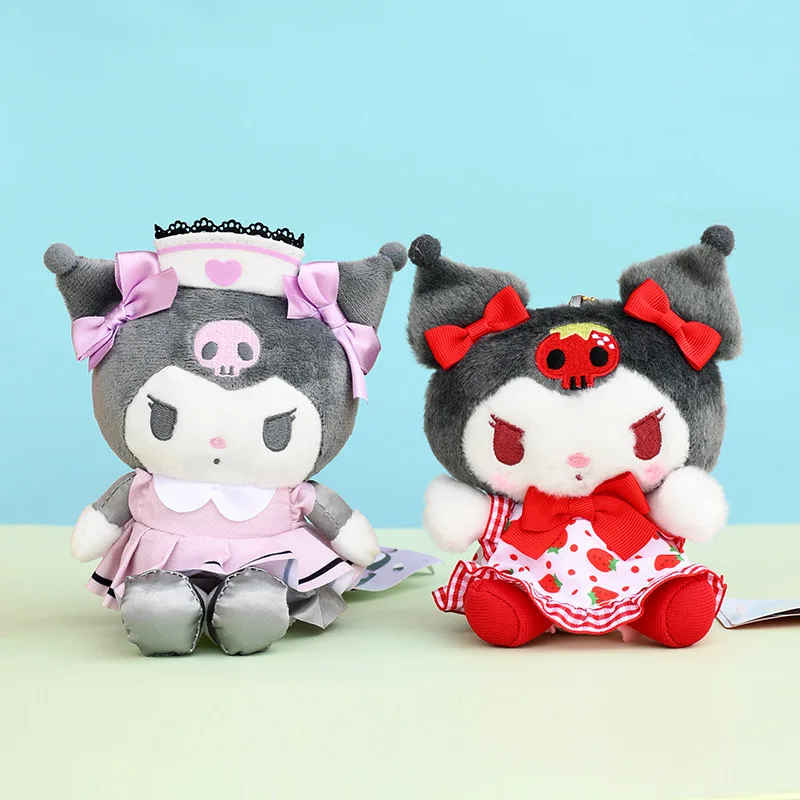 

New Creative Cartoon Sanrio Cross-dressing Nurse Kuromi Girl Heart Demon Pendant Strawberry Skirt Hug Heart Plush Toy Gift