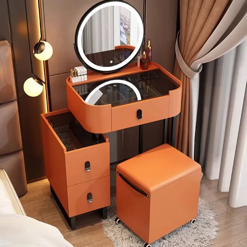 Зеркало круглый туалетный столик скандинавский табурет женский роскошный ящик