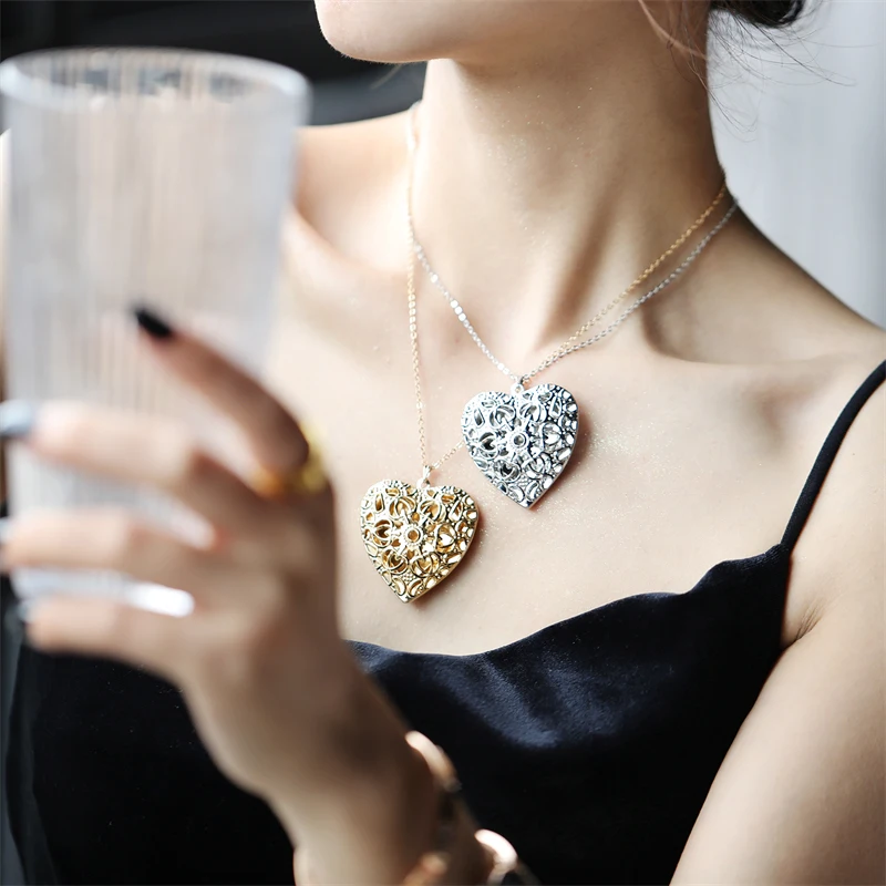 

WeSparking Gold/Silver Plated Heart Pendant Necklace Brass Locket Necklaces For Women Fashion Jewelry Free Shipping
