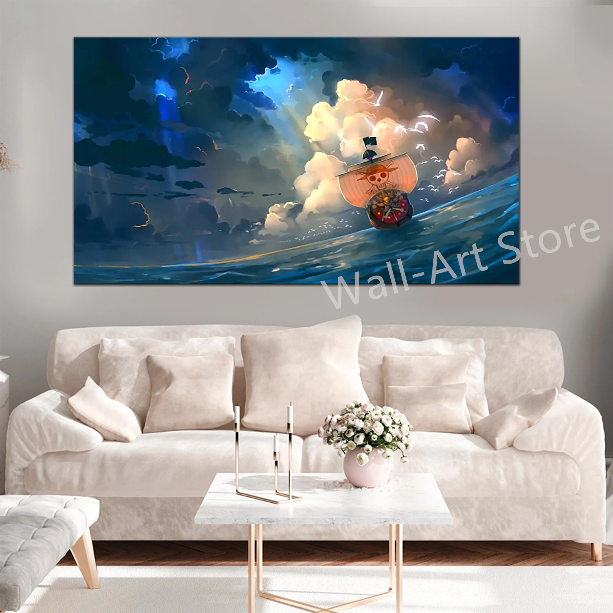 

5 Pieces Print Painting Anime One Piece Thousand Sunny Wall Art Modern Canvas Poster Living Room Home Decor Unique Gift Picture