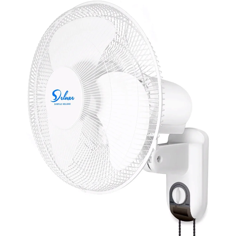 

16 Inch Wall Mount Fan Adjustable Tilt 90 Degree 3 Speed Settings, White