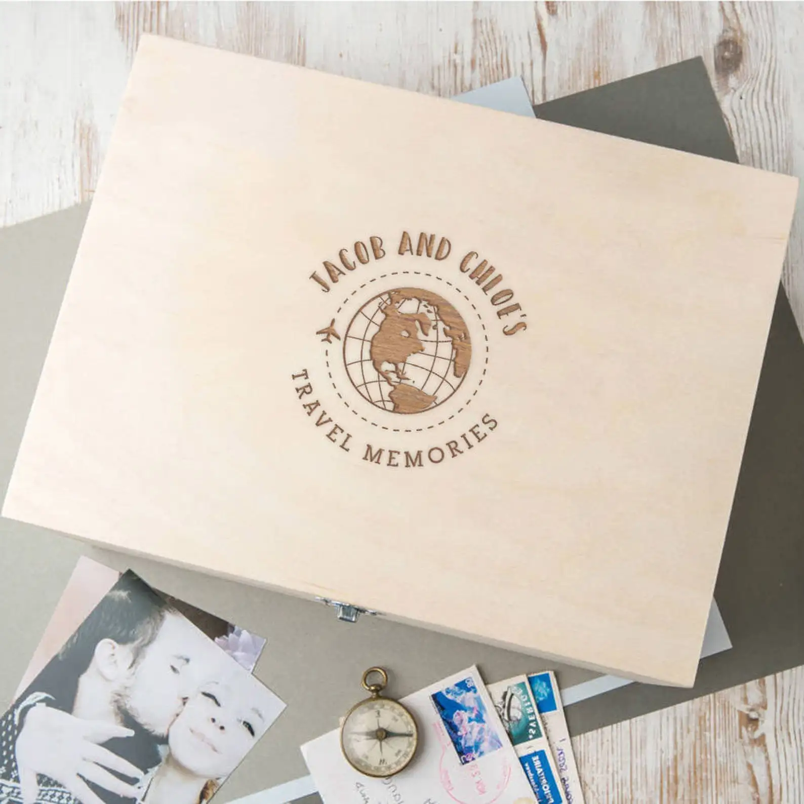 - Personalized Keepsake Box For Couples - Travel Valentines Day Gifts For Him And Her