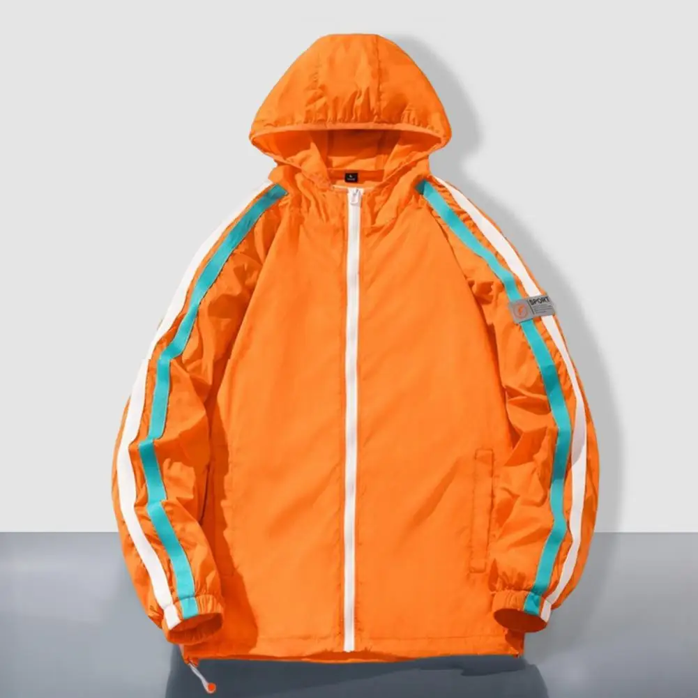 

Spring Autumn Sun Protection Coat Color Block Hooded Long Sleeve Anti-UV Elastic Cuff Jacket for Outdoor