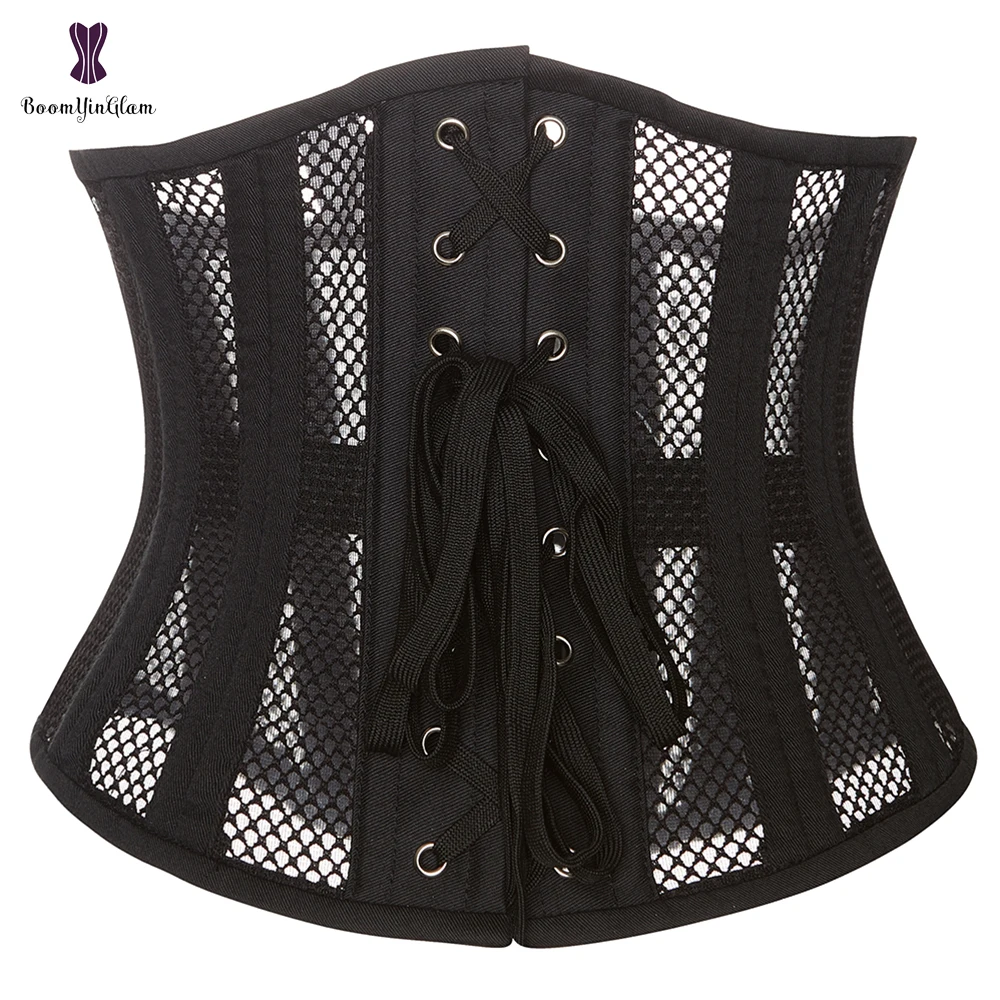 Underbust Corset Women's Steel Boned Short Torso Breathable Mesh Waist Cincher Waspie Corset for Weight