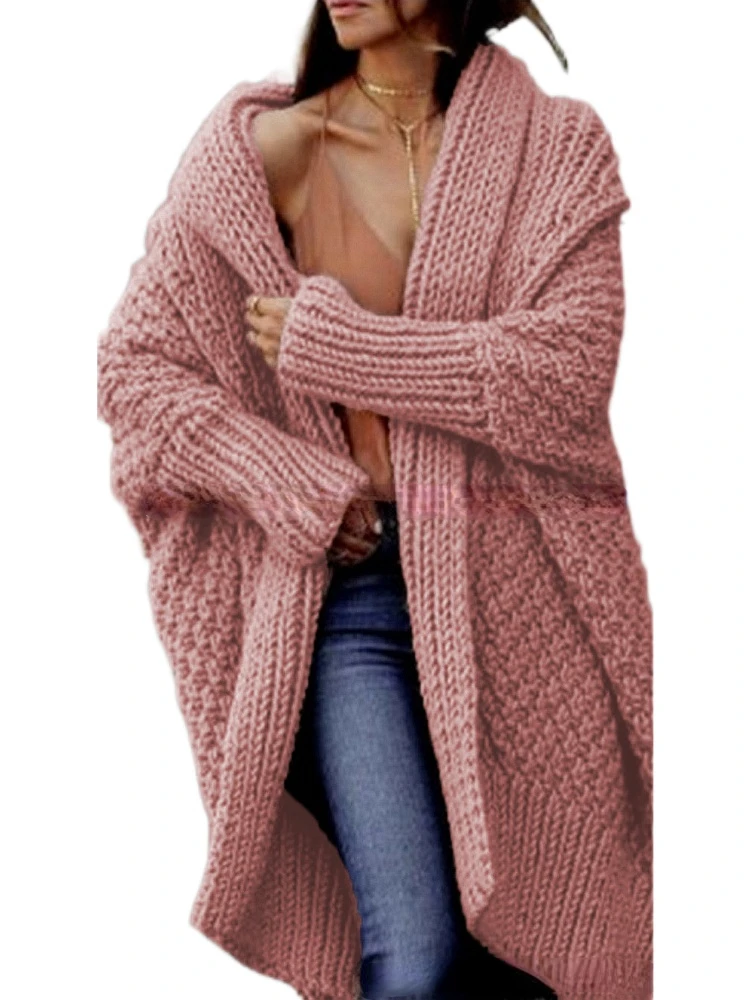 

Fashion Women Sweaters 2023 Autumn Winter Solid Batwing Sleeve Long Knitted Cardigan Oversized Sweater Coat Womens Clothing Top