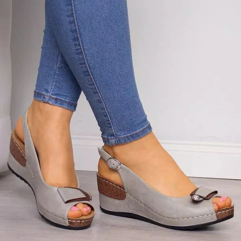 Women Sandals Pointed Toe Heeled Sandals For Summer Shoes Women Wedge Heels Platform Sandalias Mujer Summer Footwear Female 2023