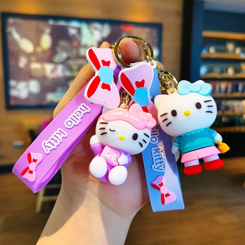 

Брелок Sanrioed из серии «Hello Kitty», милый мультяшный аниме-брелок в форме креативной куклы из ПВХ для автомобиля, украшение для ключей, подвеска, аксессуары