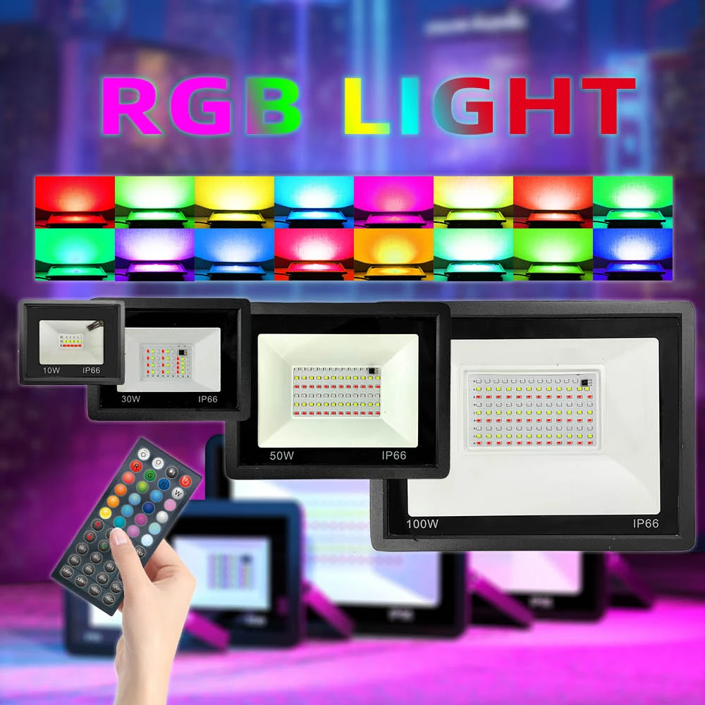 RGB Светодиодный прожектор уличный светильник 10 Вт 30 50 100 IP66 настсветильник лампа