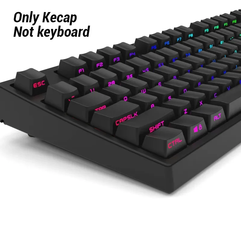 

2022 trend White Miami PBT Double Shot 104 108 Side-lit Shine Through Translucent Backlit keycaps For MX Mechanical Keyboard