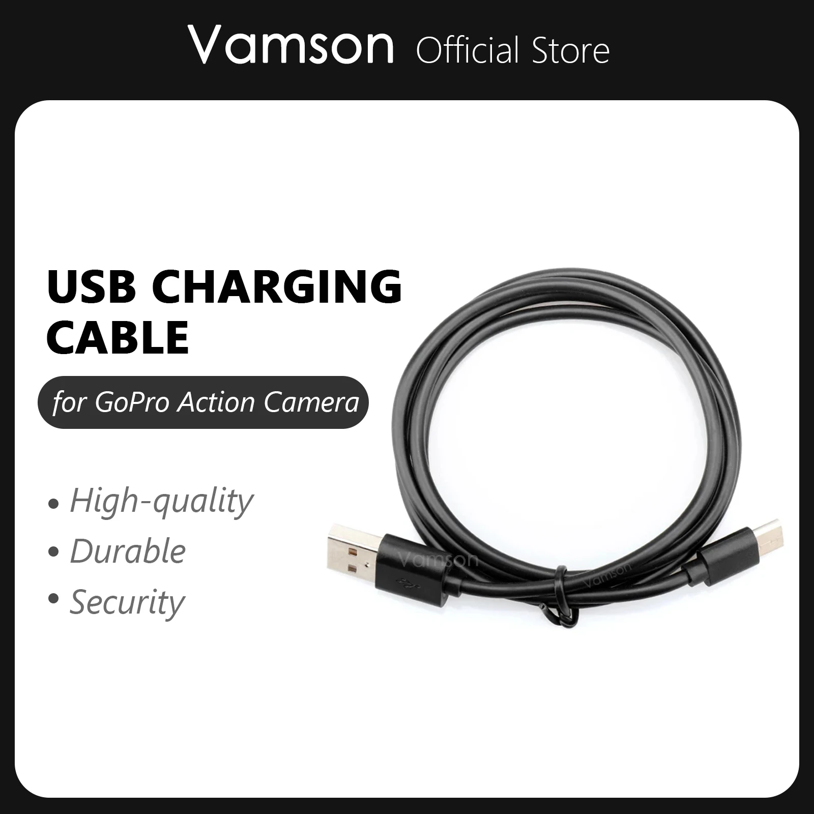 Vamson for Gopro Hero 11 10 9 8 7 6 5 Charging USB Cable Line Data Sync Transfer for Go pro 8 7 Action Camera Accessories VP911