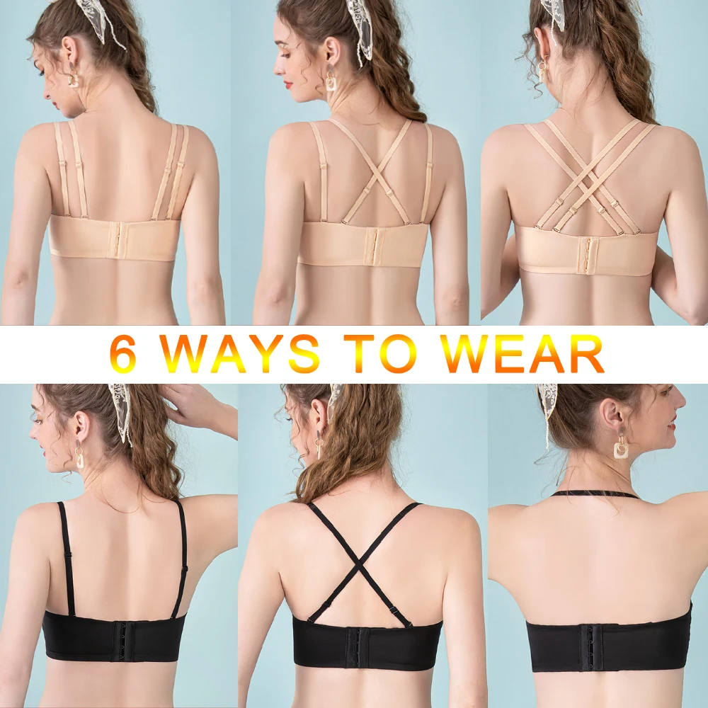 Strapless Bra Push Up Wedding Bralette Seamless Sexy Women Underwear Wirefree Tube Tops Boneless Bandeau Bras Female Lingerie