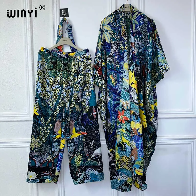 Костюм с длинным кардиганом и брюками широкими штанинами