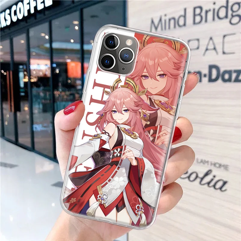 Мягкий чехол для телефона Genshin Impact с аниме iPhone 15 14 13 12 11 Pro Max 7 Plus Mini Apple XS XR X SE 2020 8 +