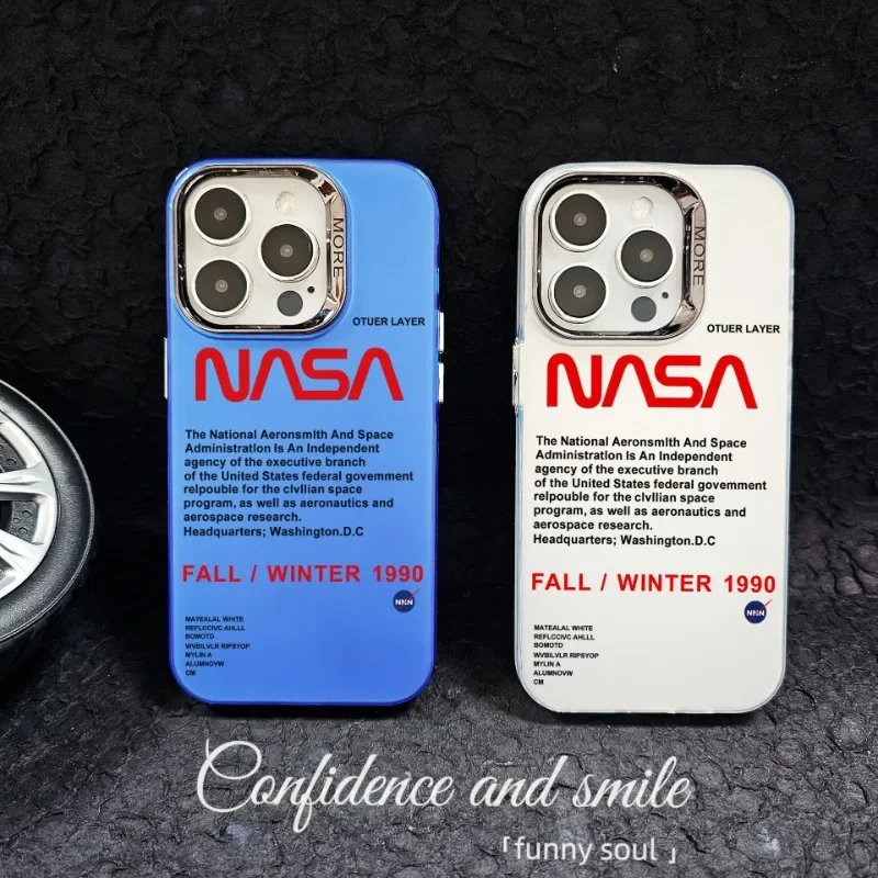 Модный жесткий чехол с гальваническим покрытием NASA для iPhone 15 14 13 12 11 Pro Max Mini X XR XS Plus