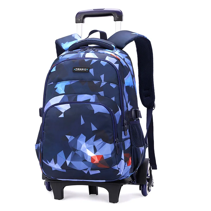 Trolley School Bags 2/6 trolley school backpack Girls boys Backpack Wheels School Bags Detachable Children Rolling Backpacks