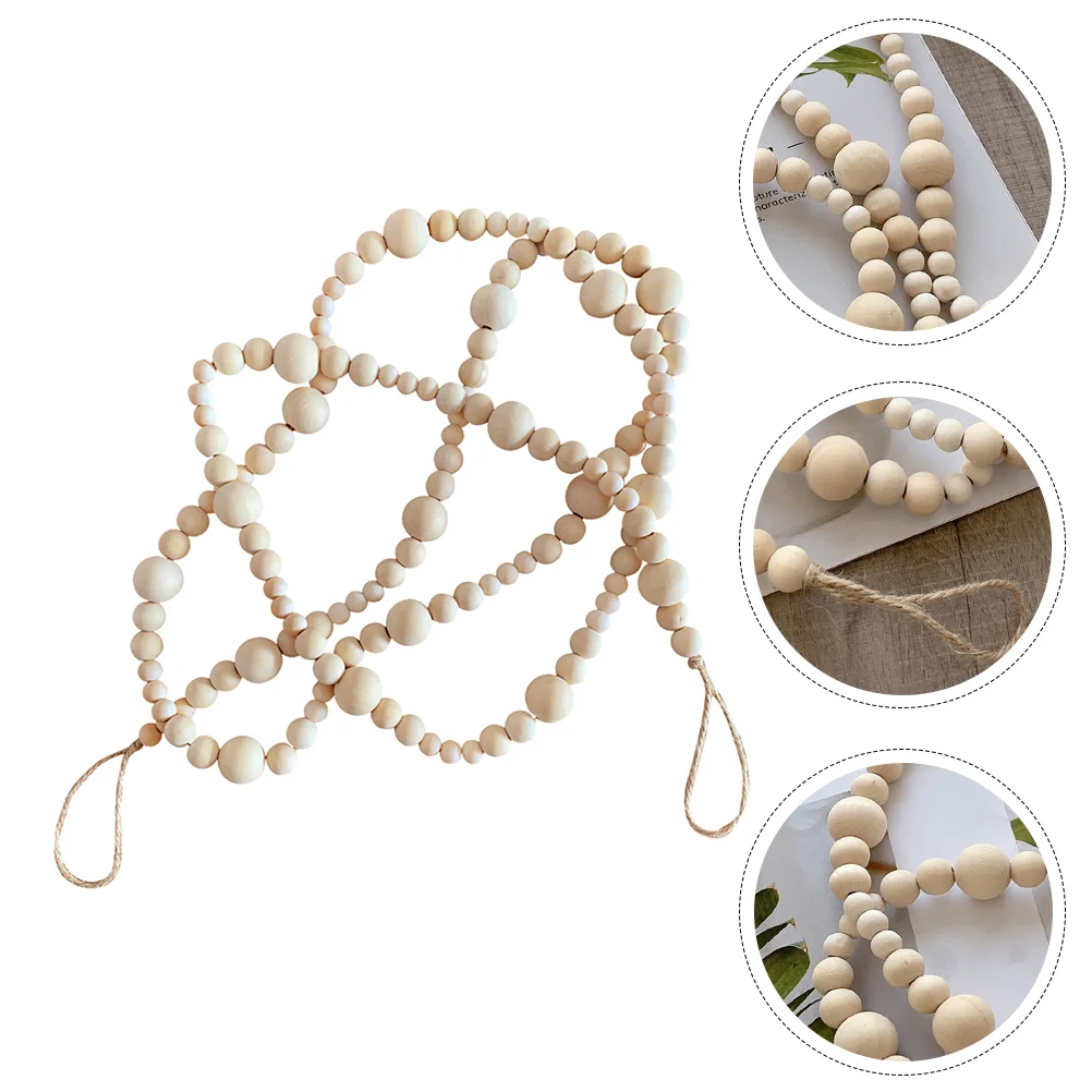 

Beads Garland Decor Wood Prayer Bead Rustic Color Farmhouse Home Chic Shabby Hanging Wall Tree Tray Tiered Country