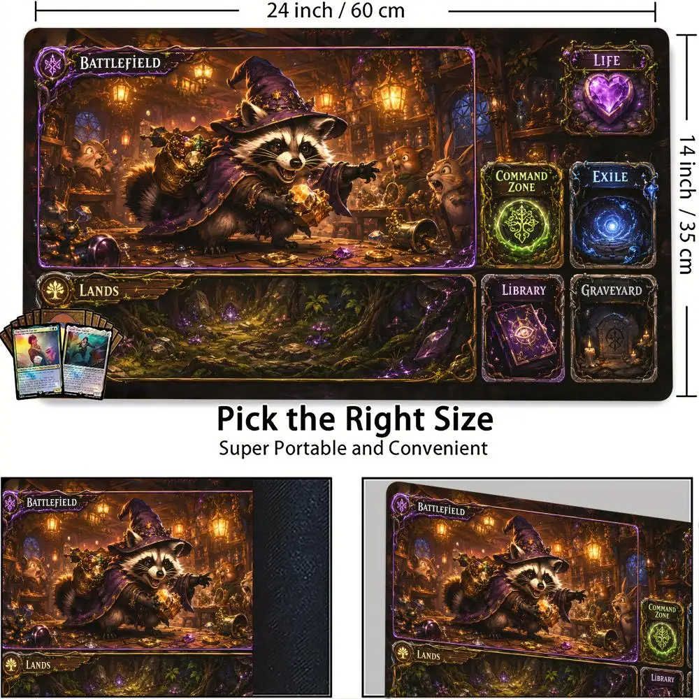 Фото Игровой коврик Magic: The Gathering Raccoon's Treasure, нескользящий, прочный, 35x60 см, для командных игр, для TCG-карт №4