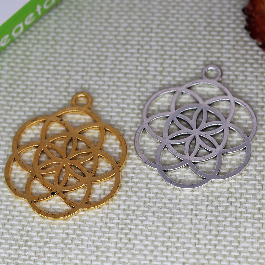 5 шт./партия, подвеска в виде цветка жизни из семян, тибетская Античная полая мандала, Подвеска для женщин, романтический подарок, сделай сам, изготовление 42x35 мм