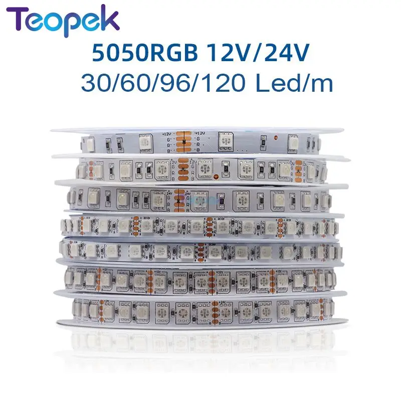 RGB светодиодная лента teopek 5050 SMD 30/60/96/120 LED/m  DC12V/24V