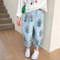 girl leggings kids baby%c2%a0long jean pants trousers 2022 flowers spring summer cotton formal sport teenagers children clothing
