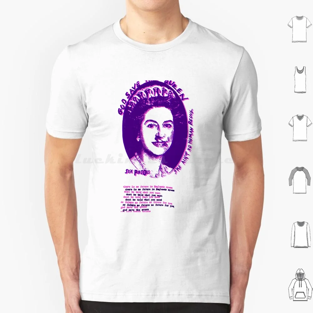 Фото God Save The Queen Elizabeth II Punk Rock Футболка 6xl Хлопковая крутая футболка Westwood Vivienne Модная модная кокетка с узором в стиле панк №1