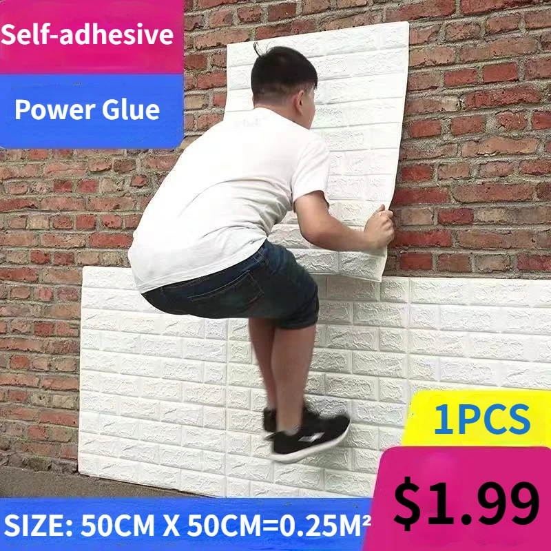 

1Pcs 50*50cm Self-adhesive 3D WallPaper Thicken Crash Sponge Imitation Brick Marble Vinyls Wall Sticker for Home DIY Wall Decor