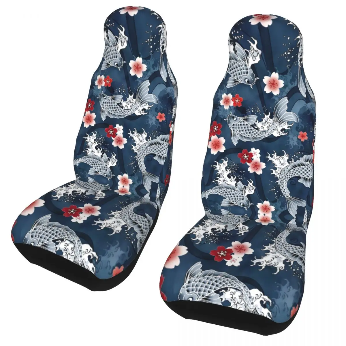 

Koi Sakura Blossom Universal Car Seat Cover Off-Road For All Kinds Models Pond Carp Water Seat Covers Polyester Car Accessories