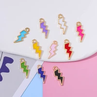 10pcs 820mm irregular enamel colorful mini glitter lightning charm pendant necklace bracelet diy jewelry making accessories set