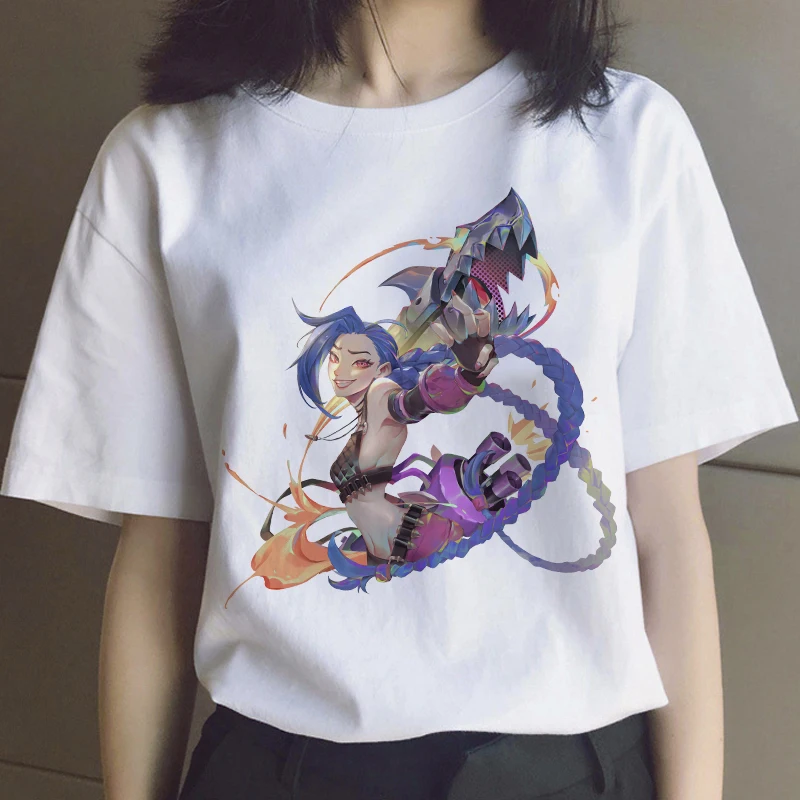 2022 Jinx Arcane Мужская футболка одежда для женщин Аниме Манга игра кавайная печать