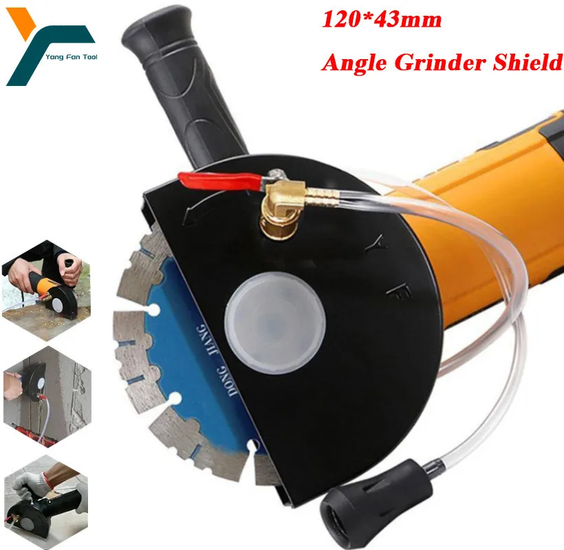 Enlarge 120*43mm Angle Grinder Shield Set Water Cutting Machine Base Safety Cover Dust Collecting Guard Kit Dust Shroud Protecter Cover