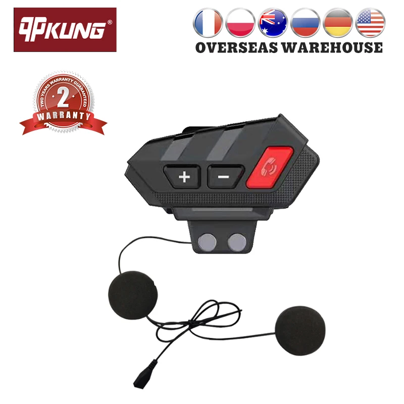 

Беспроводная гарнитура для мотоциклетного шлема qpKung, Bluetooth 5,0, прослушивание музыки, голосовое управление, 1000 мАч, громкая связь, динамик, проигрыватель