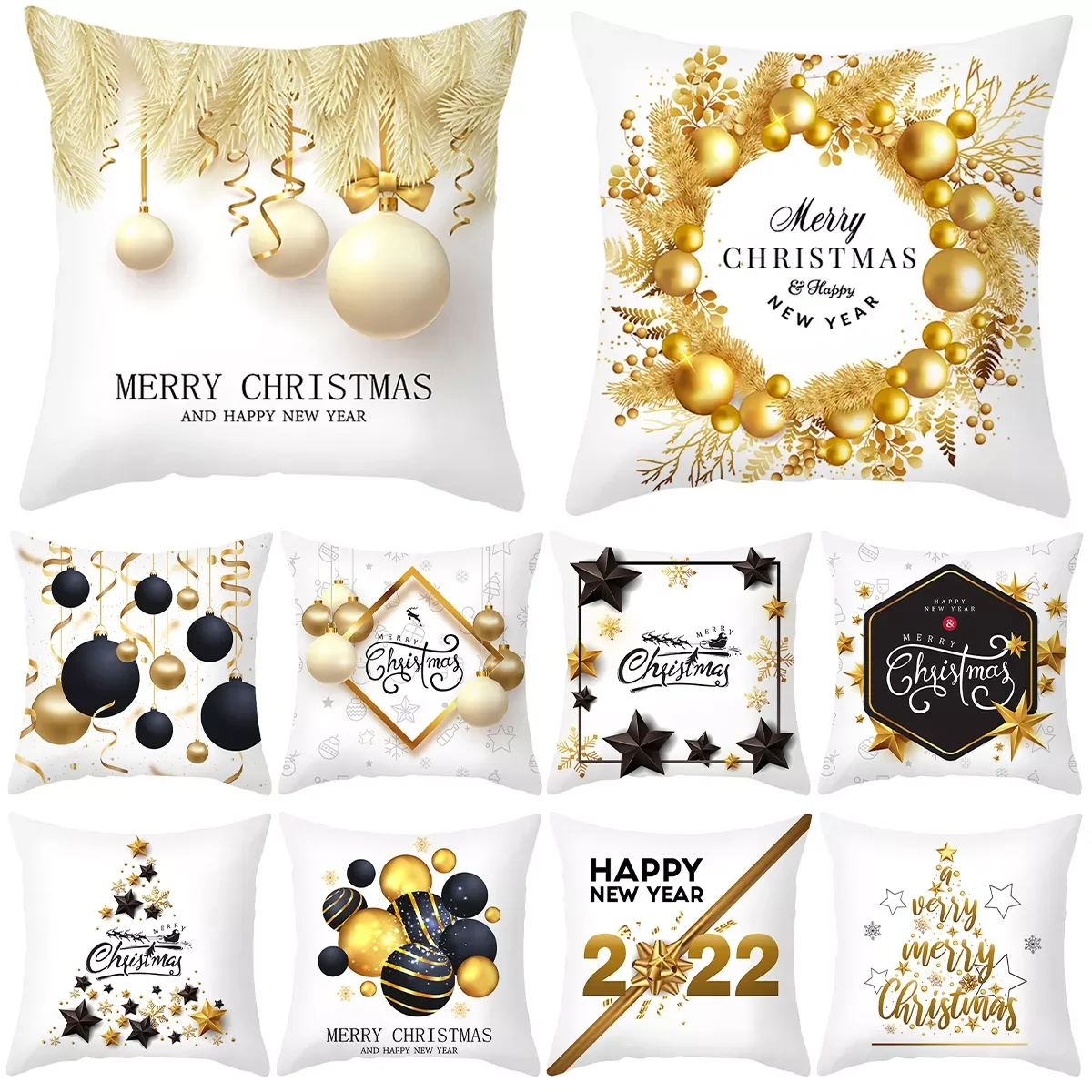 

45cm Christmas Cushion Cover Merry Christmas Decoration for Home 2021 Christmas Ornaments Xmas Decor Gifts New Year 2022 Noel