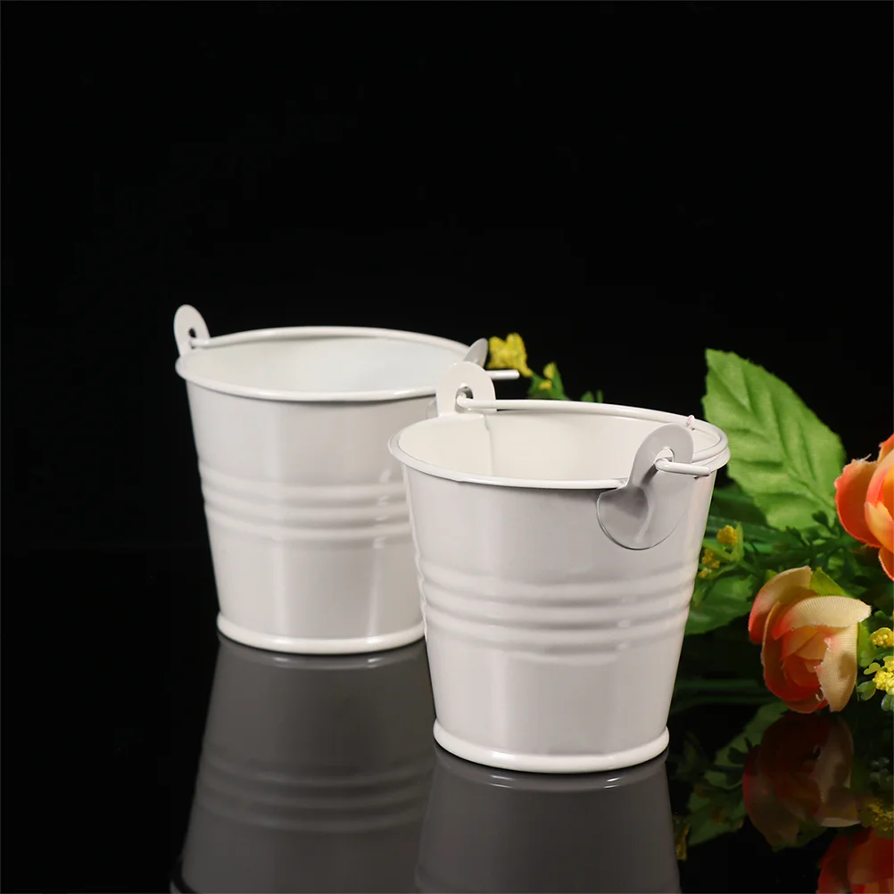 

12Pcs Iron Flower Holder Iron Bucket Mini Flowerpot Iron Flower Container for Home
