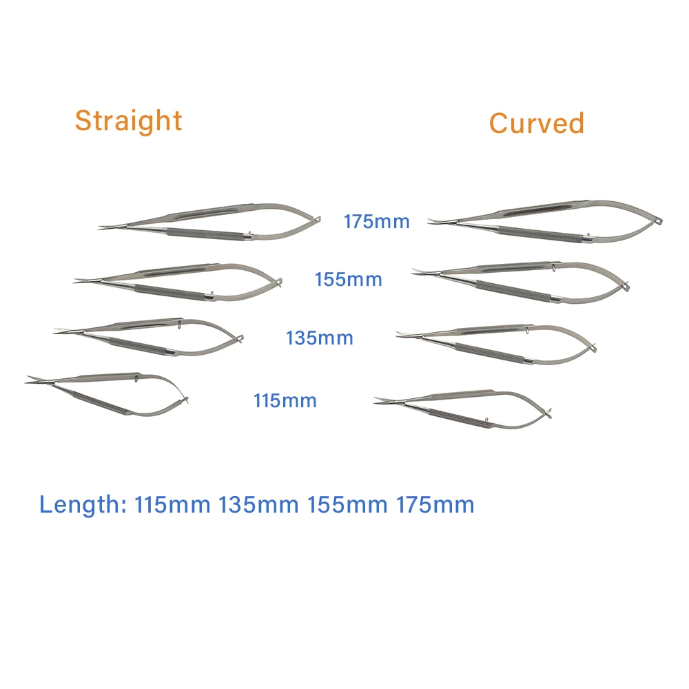 Офтальмологические Castroviejo Micro Ножницы для роговицы 1pc изогнутые/прямые