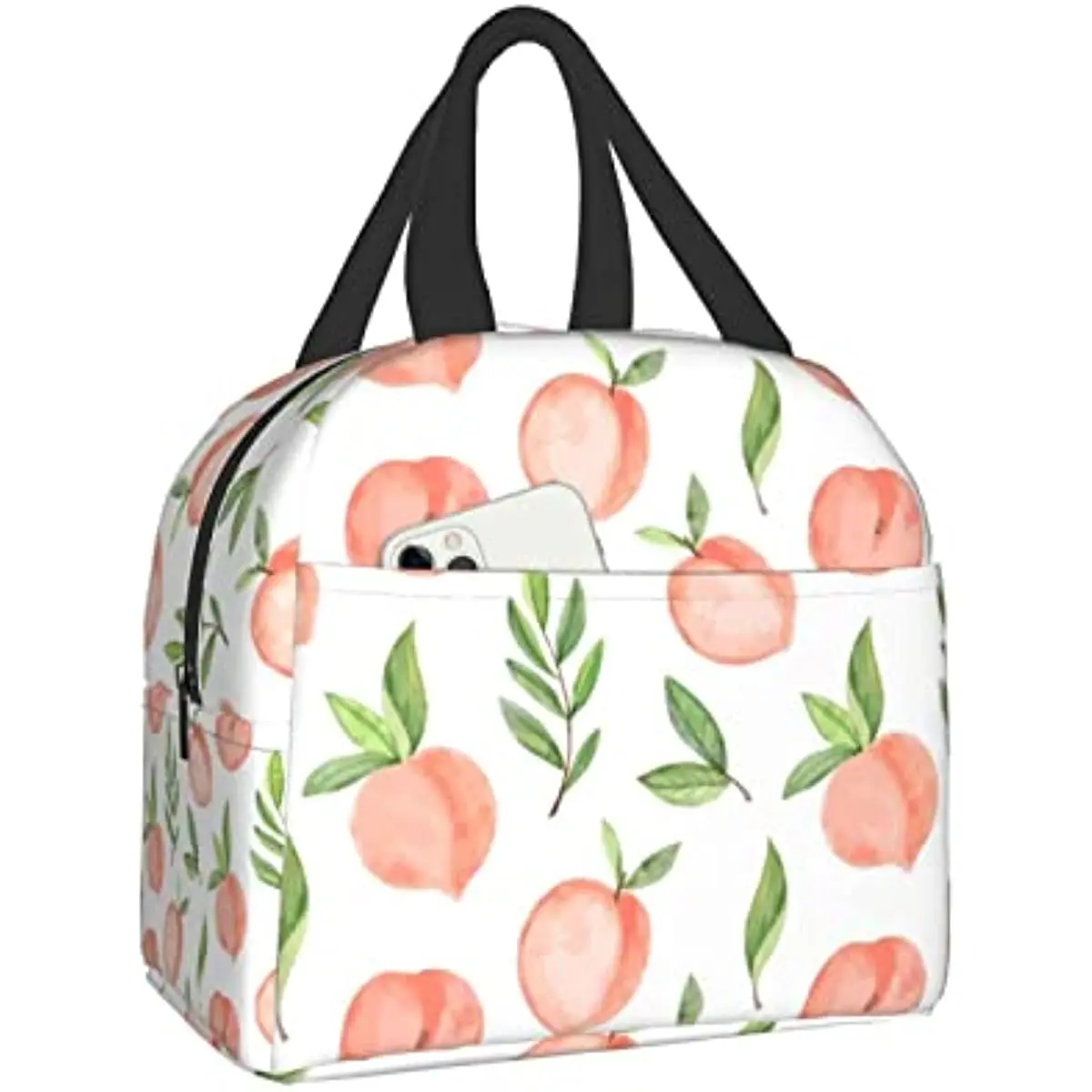 

Lunch Bag for Teen Cute Peach Insulated Lunch Box Cooler Thermal Waterproof Reusable Tote Bag for Women Travel Work Picnic