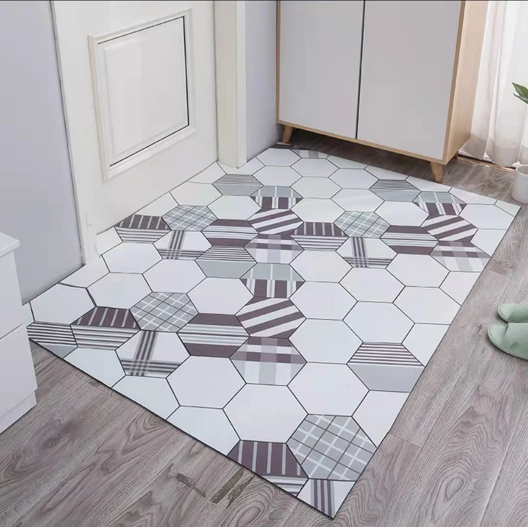 

Door porch mat PVC scrubable door mat household cut leather wash-free lazy mat