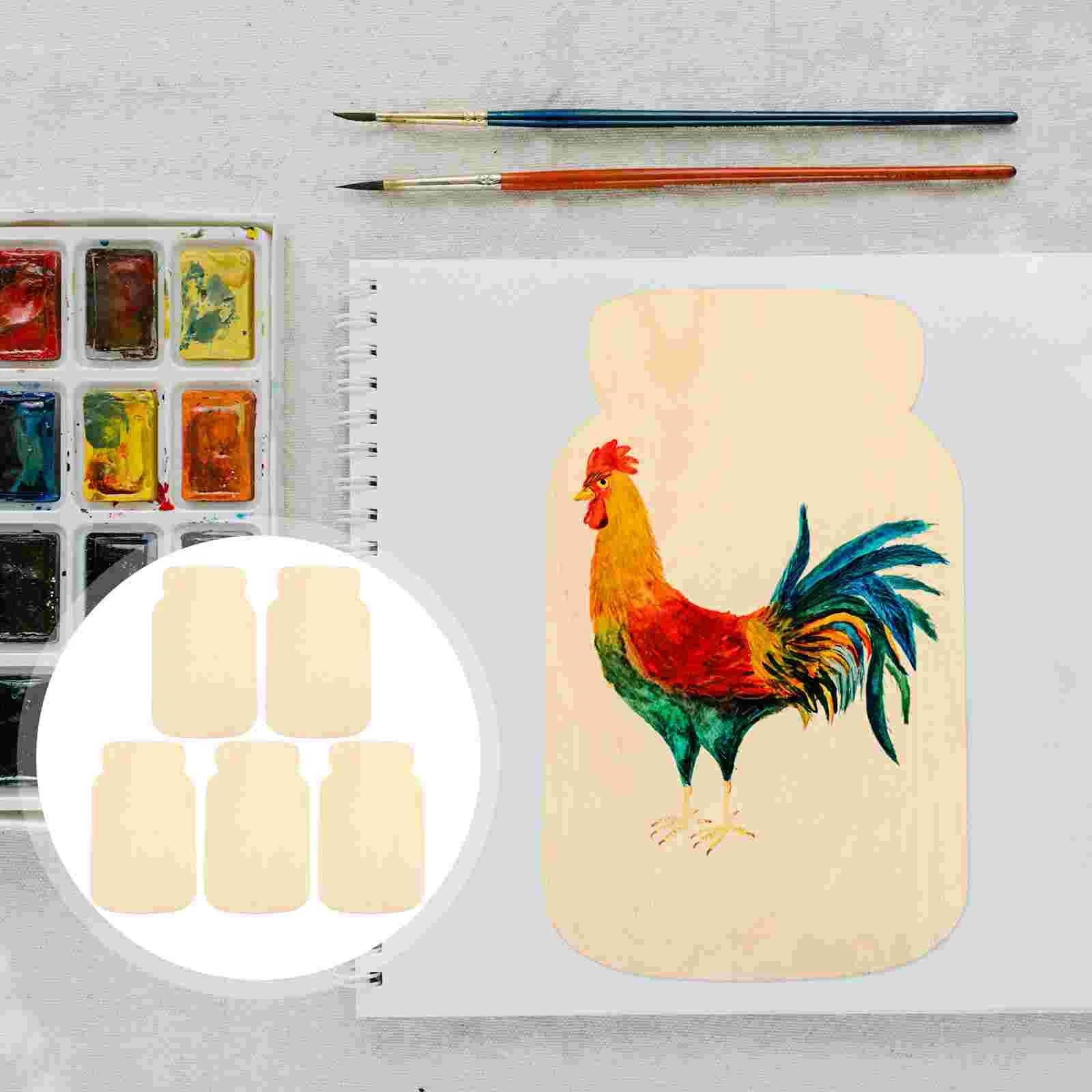 

5pcs Wood Slice Shape Craft Projects Unfinished Wood Slices Graffiti Slice