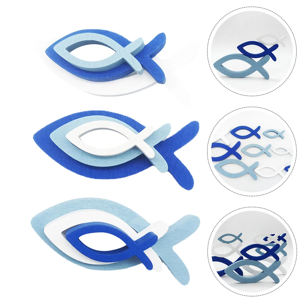 

9pcs Mini Wood Hollow Fish Ornaments Stackable DIY Wooden Embellishments