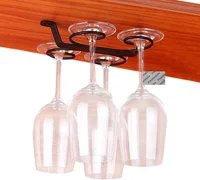 1Piece Under Cabinet Wine Glass Holder Stemware Rack Storage Hanger Hooks Organizer For Kitchen Bar White Black Copper