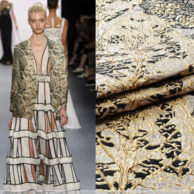 

Golden Silk Jacquard Brocade Fabric Vintage Suit Trench Coat Show Dress Cloth Sewing Material Per Meter Alibaba Express