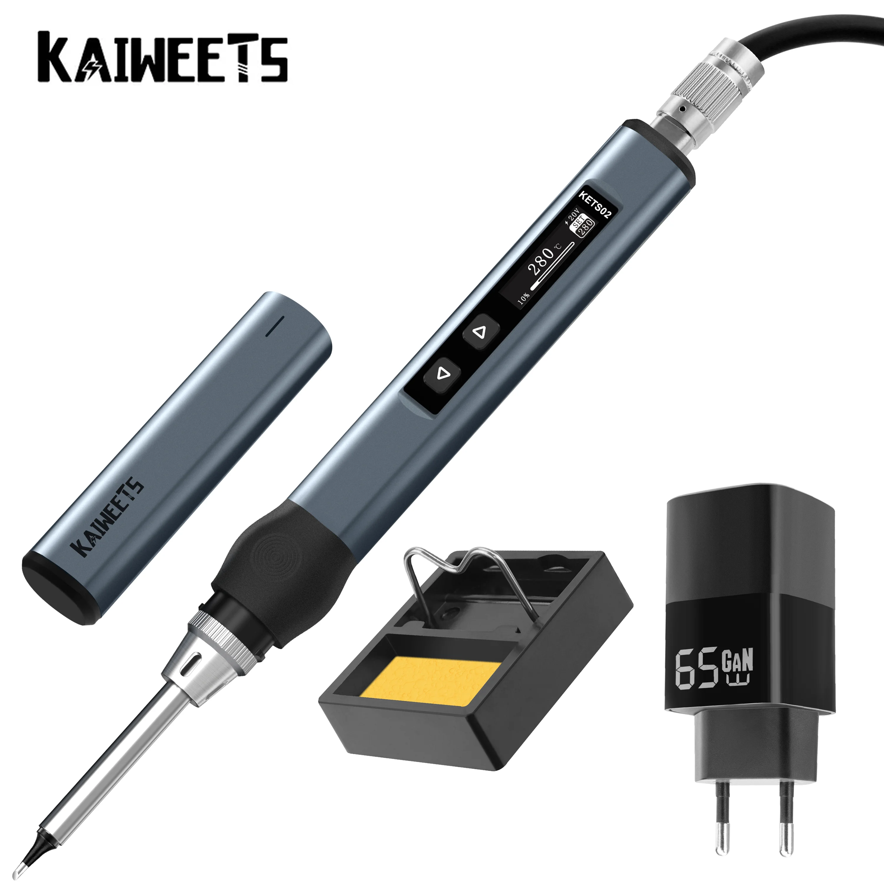 KETS02 Smart Electric Soldering Iron PD 65W Adjustable Constant Temperature Fast Heat Portable Soldering Iron Station Kit