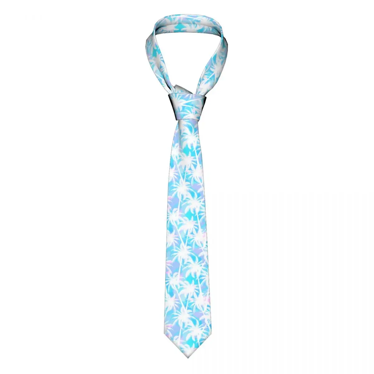 

Tie For Men Formal Skinny Neckties Classic Men's Tropical Palm Leaves Blue And White Pink Print Wedding Tie Gentleman Narrow