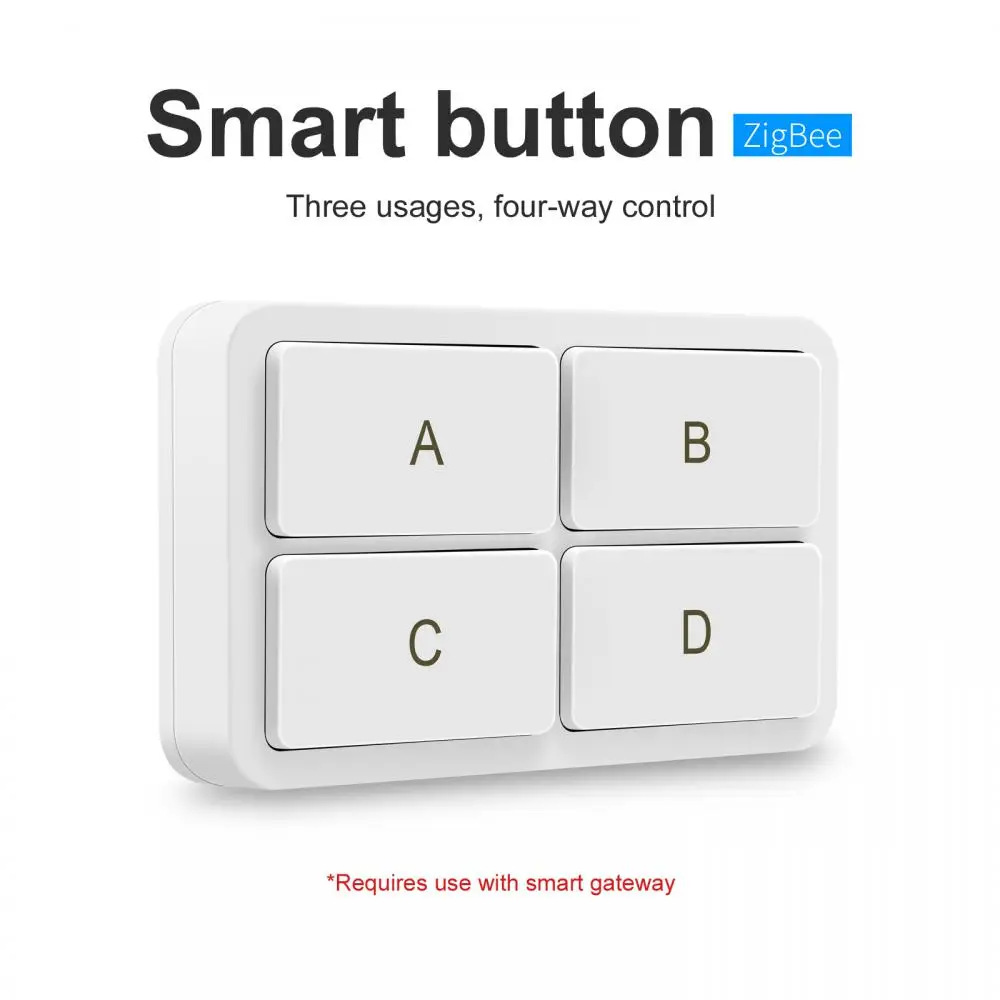 

AUBESS Tuya ZigBee Smart Scene Switch 4 Gang 12 Scene Switch Push Button Controller Works With Smart Life App ZigBee Gateway