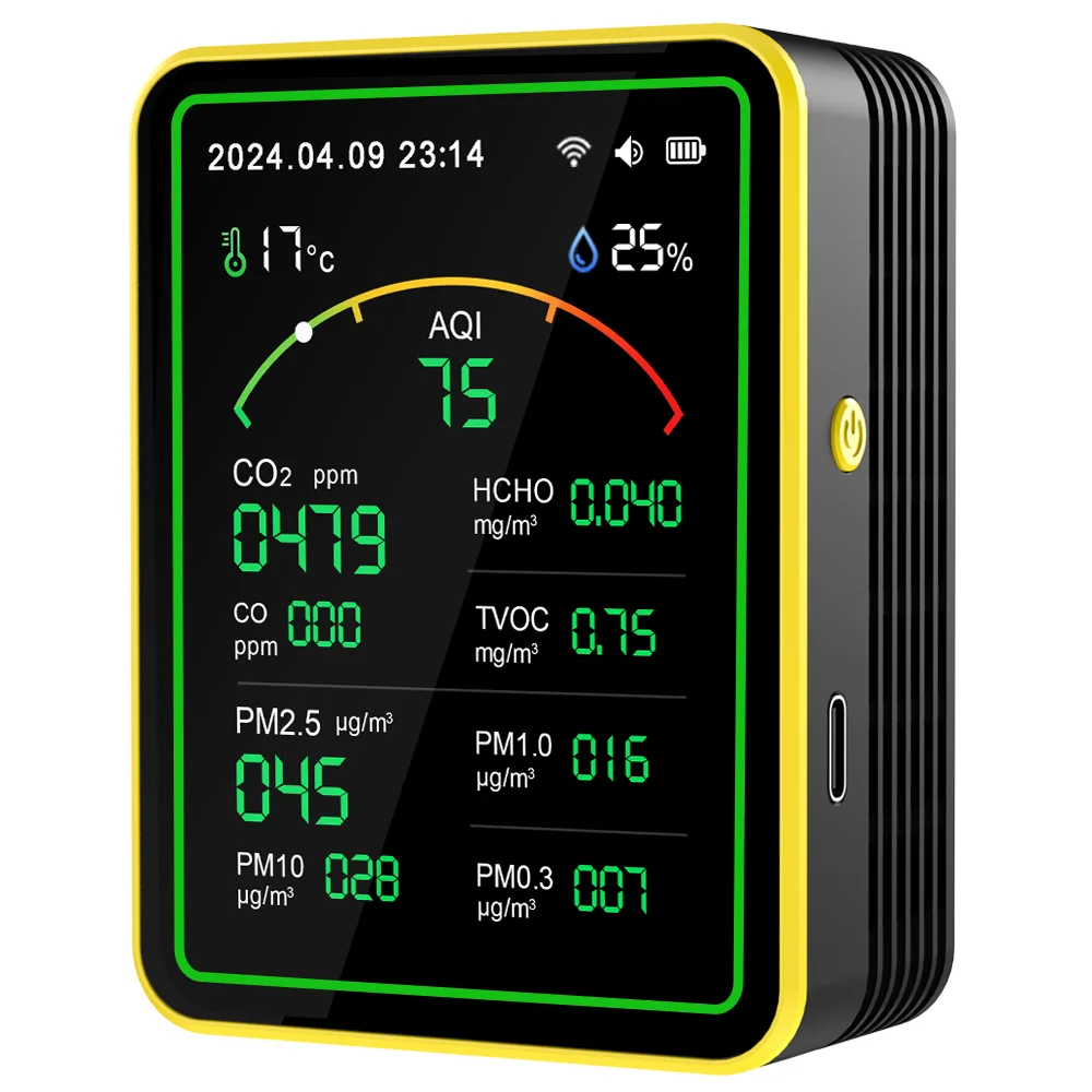 Мониторы качества воздуха датчик CO2Tuya WiFi 15-в-1 APP Control Портативный тестер AQI PM0.3 PM1.0