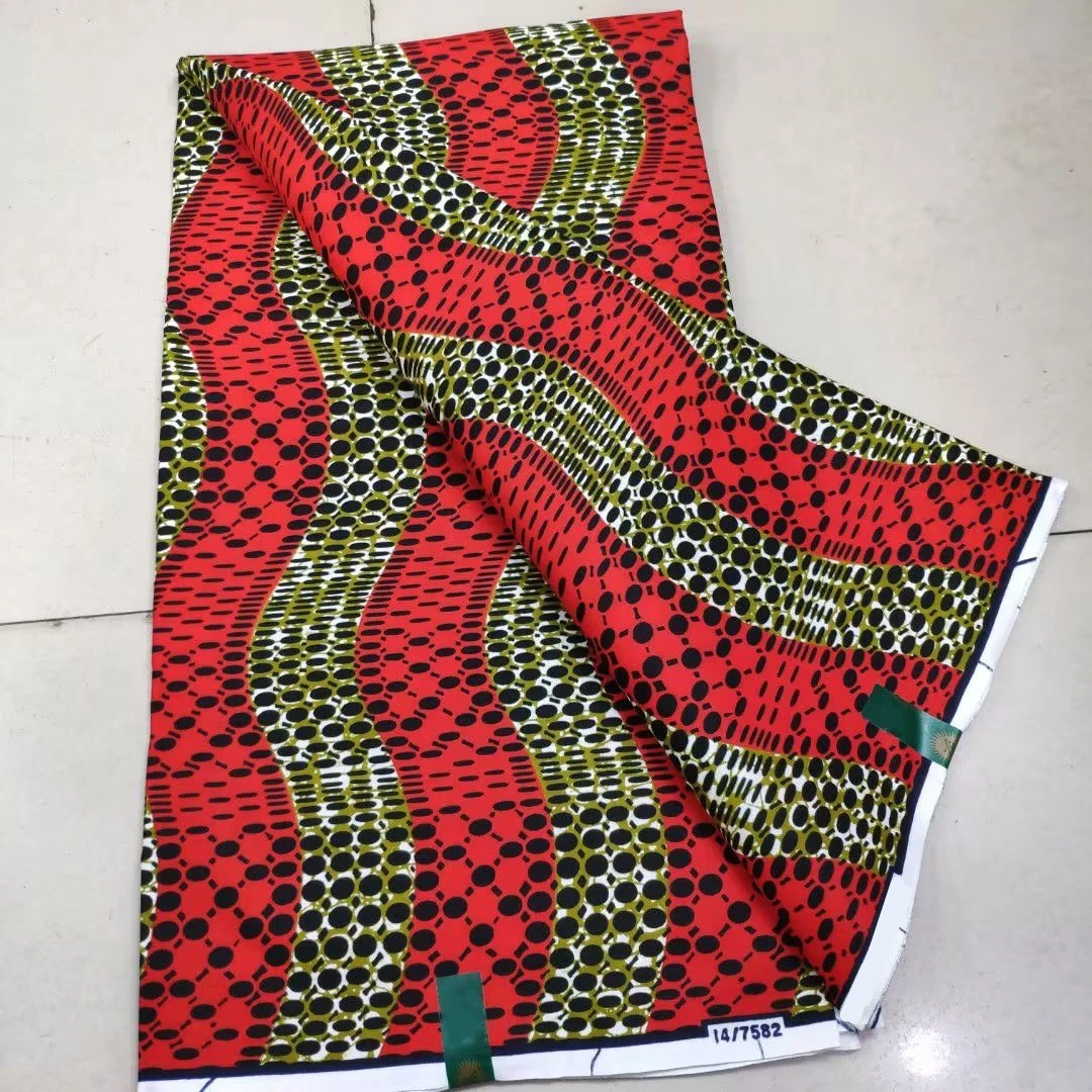 

New African Wax Fabric 6 Yards High Quality Cotton Wax Tissu For Women Dress