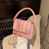 summer popular pu shoulder bag green pleated womens leather handbag 2022 trendy messenger light luxury brand small square bag