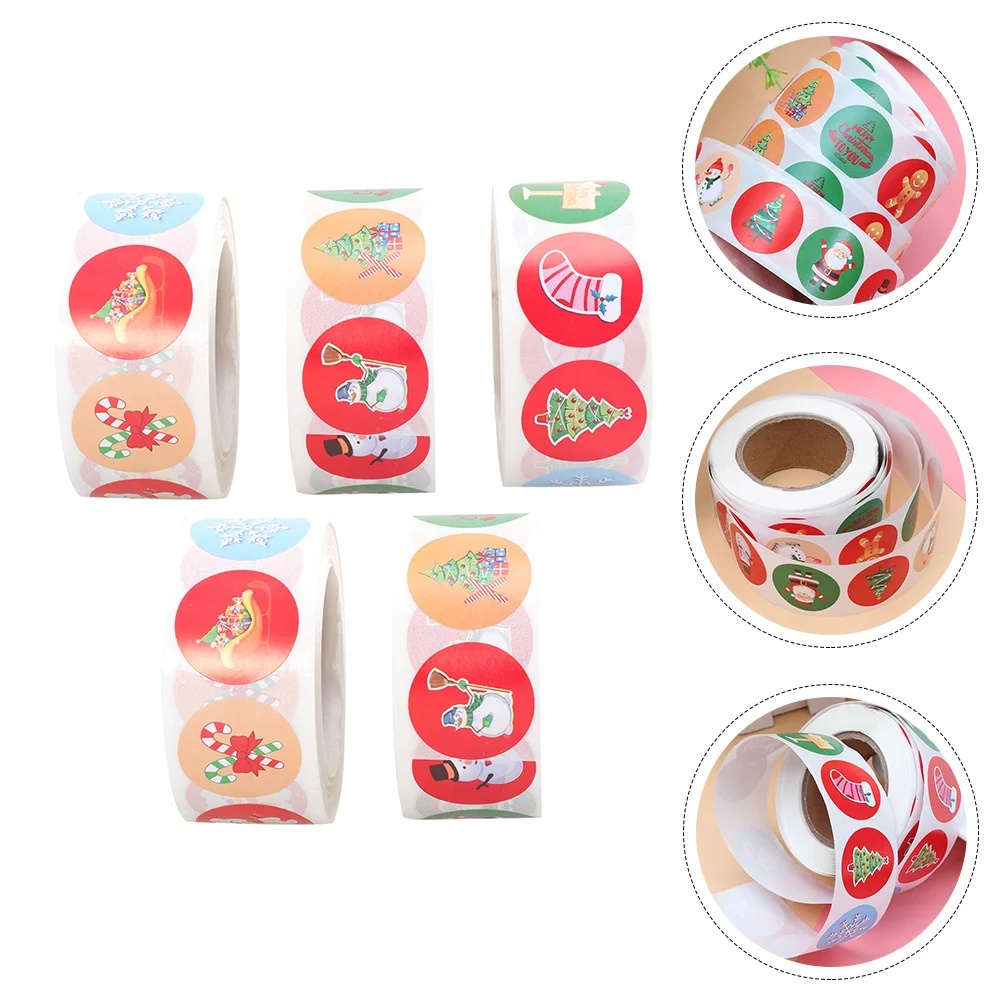 

Stickers Label Scrapbook Xmas Decals Christmas Kids Holiday Round Adhesive Labels Sticker