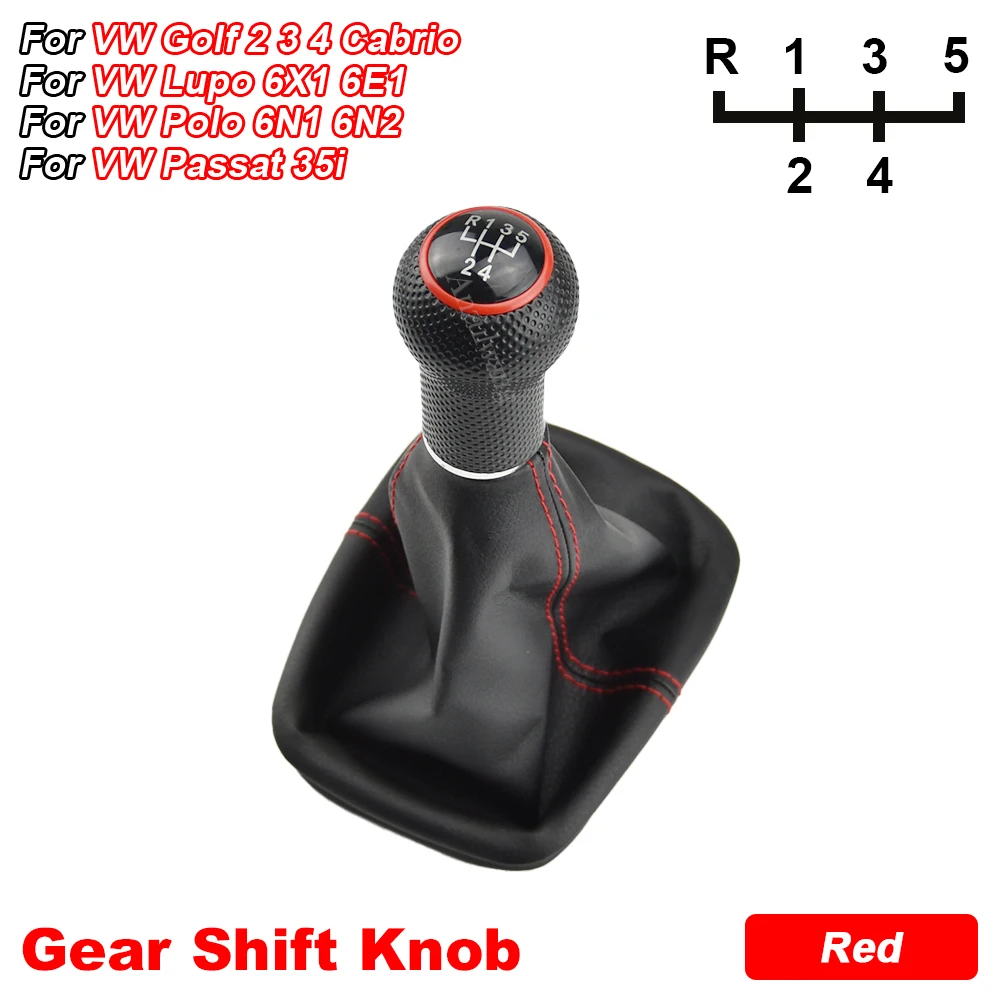 

Кожаная 5-скоростная ручка переключения передач с ручкой для Volkswagen Golf 2 3 4 Cabrio Polo 6N Passat 35i