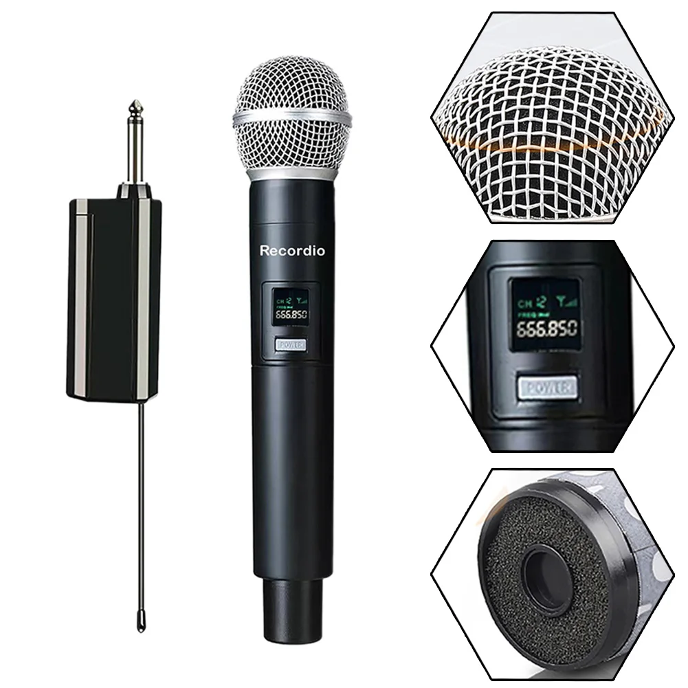 

UHF Cardioid Wireless Handheld Microphone With Receiver Rechargeable Cardioid Pickup For Speech Karaoke Church